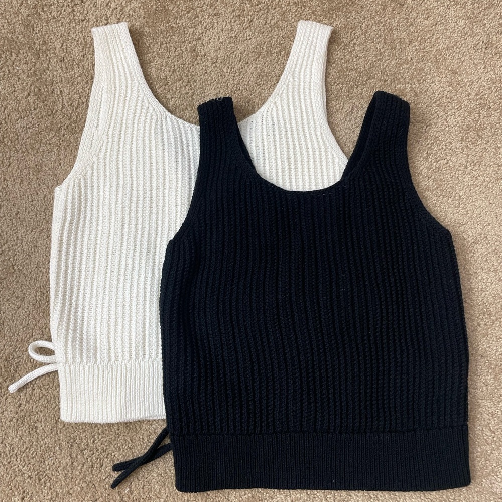 Vince White & Black Knit Tank Tops